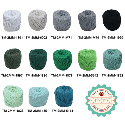 KATALOG - [100gr - 2mm] Benang Tali Katun Makrame Warna / Macrame Cotton Rope