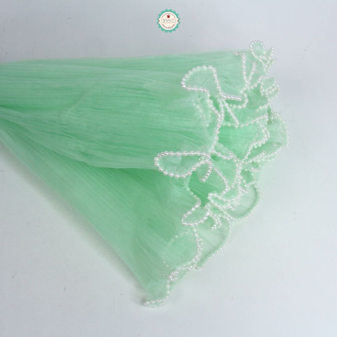 ANEKA - [ ROLL ] Kain Jala Cellophane Buket Bunga Gelombang  Mutiara  DIY / Benang Emas /  Korean Lace Mesh Mermaid Tile Wrapping Bucket Flower Wavy