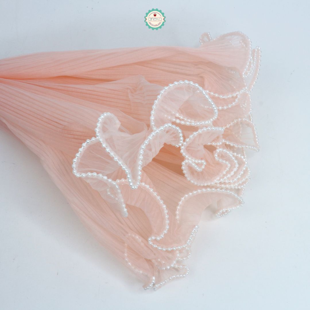 ANEKA - [ ROLL ] Kain Jala Cellophane Buket Bunga Gelombang  Mutiara  DIY / Benang Emas /  Korean Lace Mesh Mermaid Tile Wrapping Bucket Flower Wavy