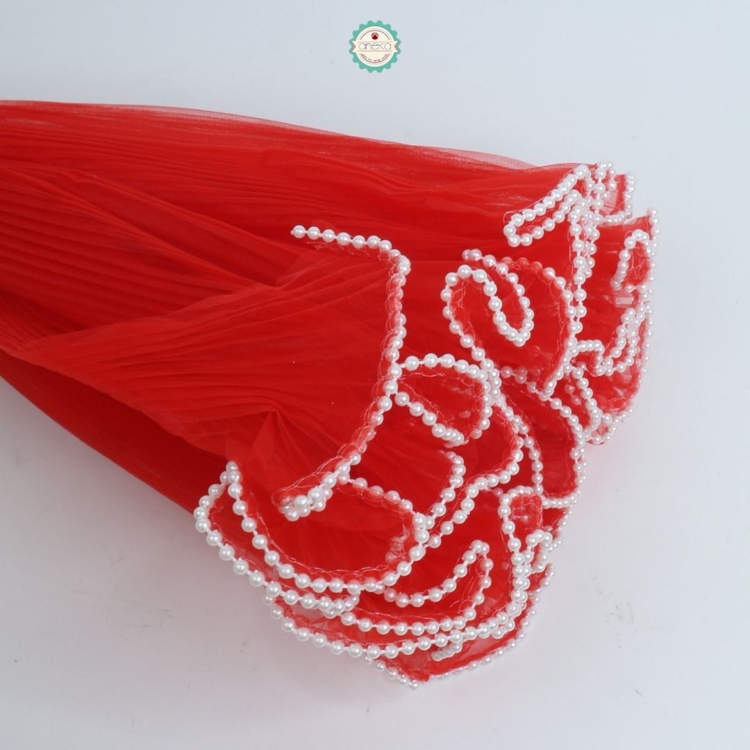 ANEKA - [ ROLL ] Kain Jala Cellophane Buket Bunga Gelombang  Mutiara  DIY / Benang Emas /  Korean Lace Mesh Mermaid Tile Wrapping Bucket Flower Wavy