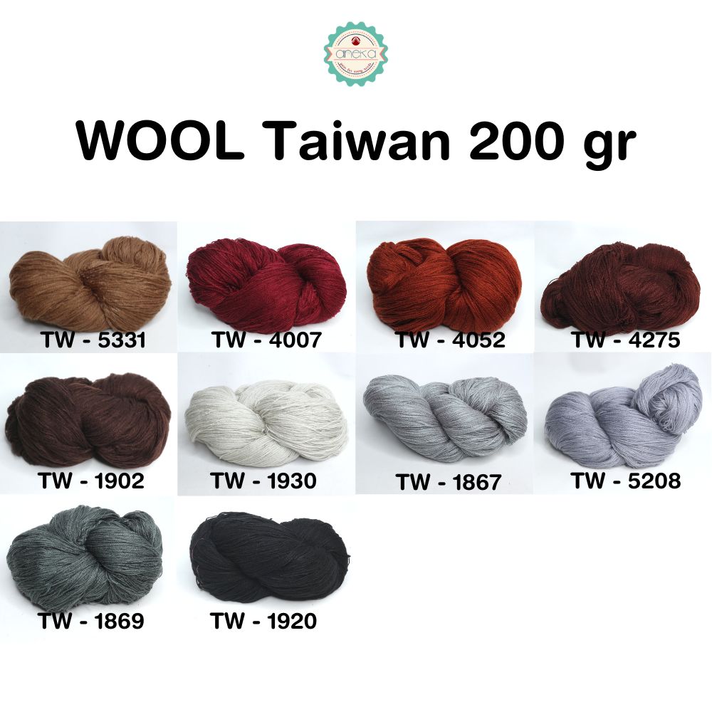 KATALOG - Benang Rajut Wool / Wol / Siet Yarn 200 gram TAIWAN (BENTUK HANK, TIDAK DIGULUNG) Part 1