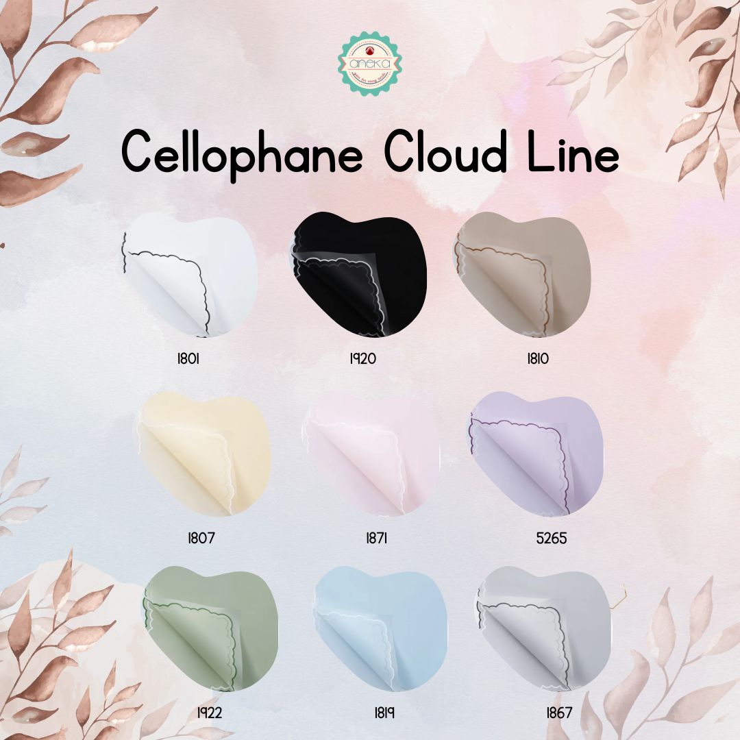 AnekaBenang - [ PACK ] Cloud Line Cellophane Paper / Flower Bouquet [ Cloud Line ] Flower Wrapping Paper Celophane