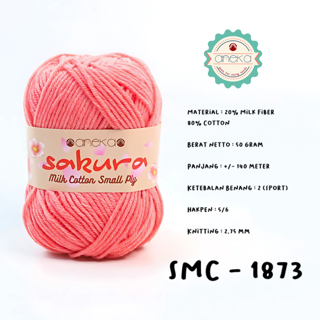 KATALOG - Benang Rajut Katun Susu 4 Ply / Sakura SMALL PLY Milk Cotton Yarn