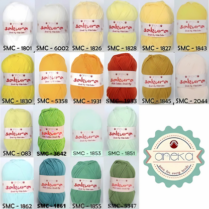 KATALOG - Benang Rajut Katun Susu 4 Ply / Sakura SMALL PLY Milk Cotton Yarn