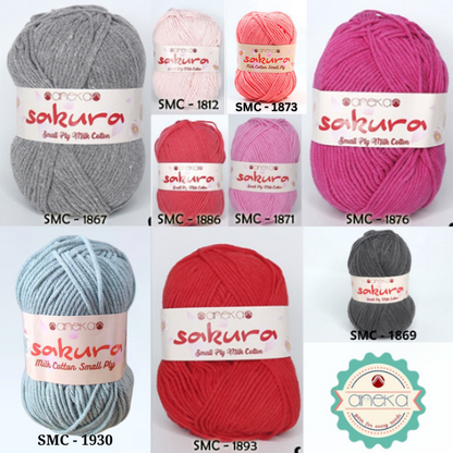 KATALOG - Benang Rajut Katun Susu 4 Ply / Sakura SMALL PLY Milk Cotton Yarn