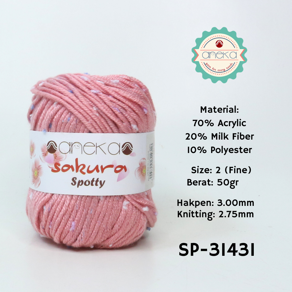 KATALOG - Benang Rajut Sakura Spotty Bintik Ungu