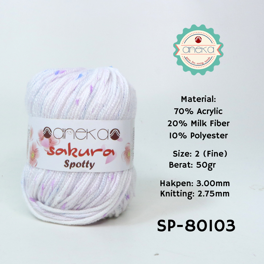 KATALOG - Benang Rajut Sakura Spotty Bintik Ungu