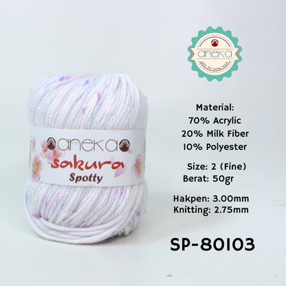 KATALOG - Benang Rajut Sakura Spotty Bintik Ungu