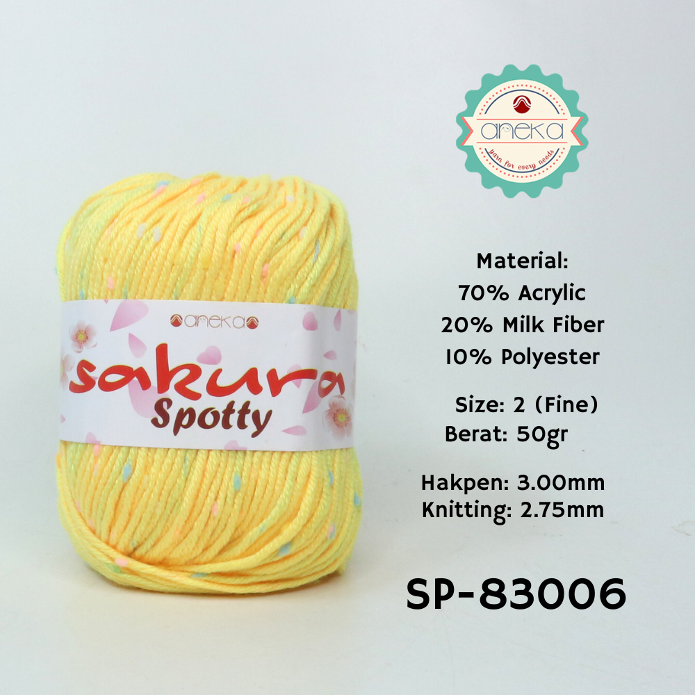 KATALOG - Benang Rajut Sakura Spotty Bintik Kuning