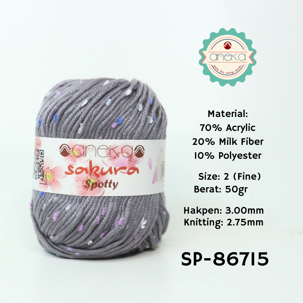 KATALOG - Benang Rajut Sakura Spotty Bintik Ungu