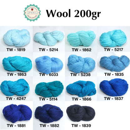 KATALOG - Benang Rajut Wool Aneka / Wol / Siet Yarn 200 gram (BENTUK HANK, TIDAK DIGULUNG) Part 1