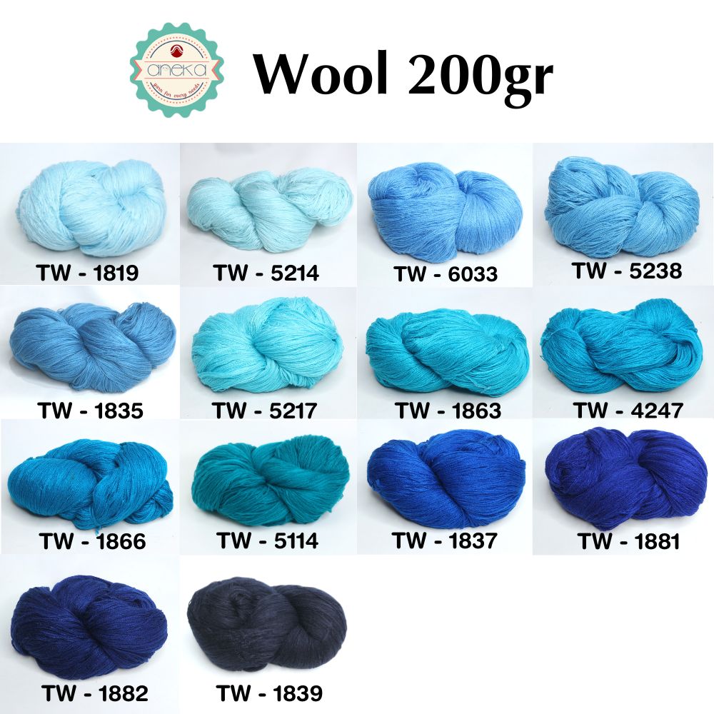 KATALOG - Benang Rajut Wool Aneka / Wol / Siet Yarn 200 gram (BENTUK HANK, TIDAK DIGULUNG) Part 1