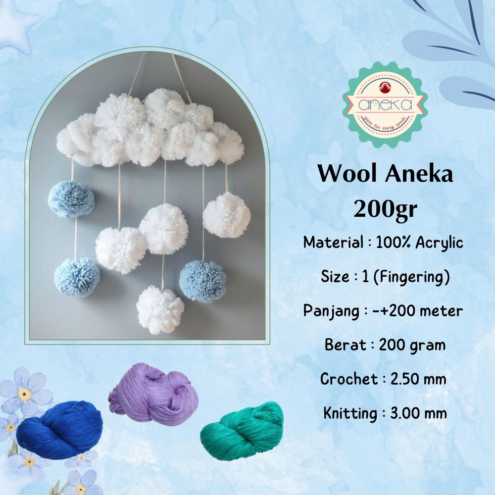 KATALOG - Benang Rajut Wool Aneka / Wol / Siet Yarn 200 gram (BENTUK HANK, TIDAK DIGULUNG) Part 1