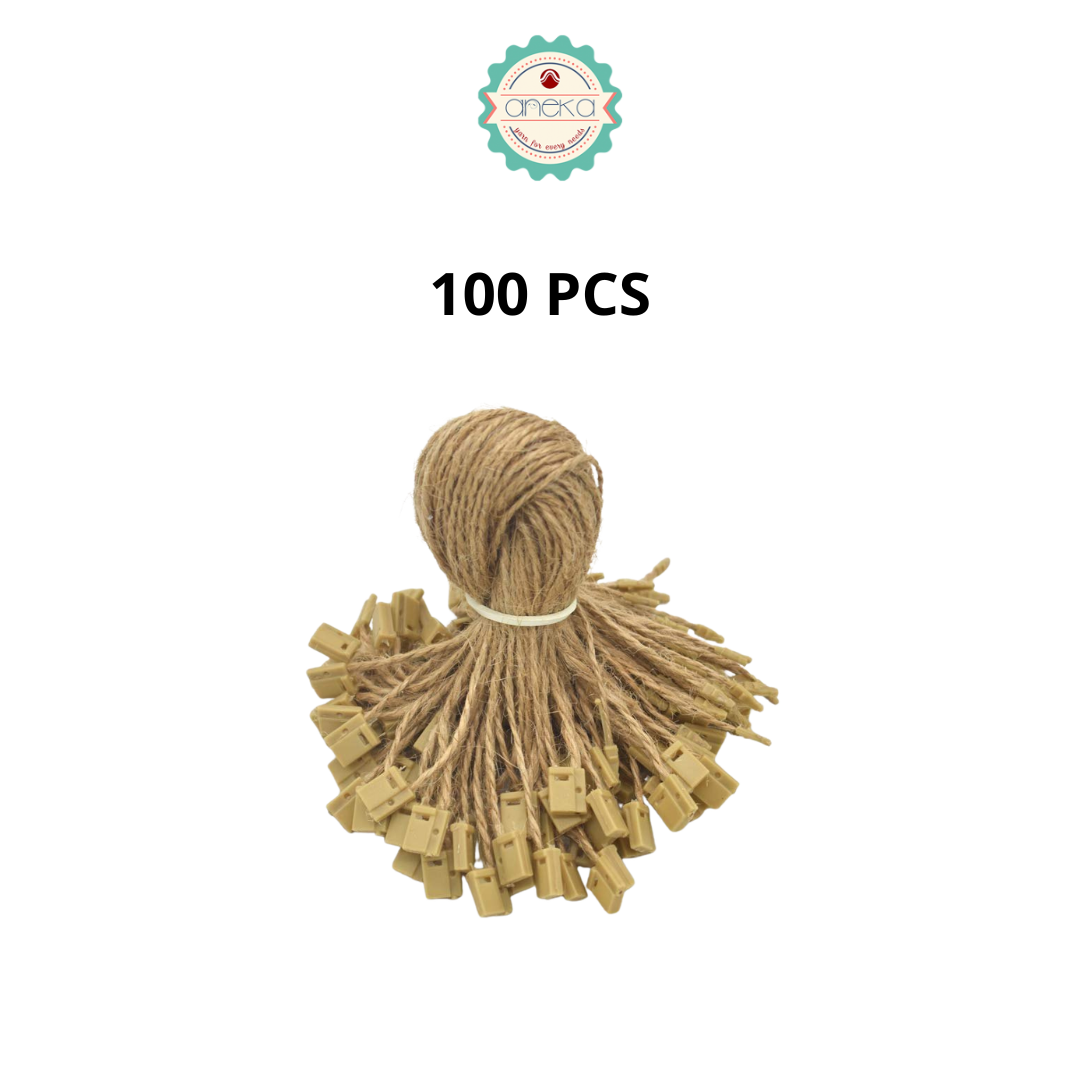 ANEKA -  [100PCS & 200PCS] Tali Hang Tag Rami / Tag Rope Hemp Murah / Clothing Tag Cord/ String / Jute/ Sling/Garment
