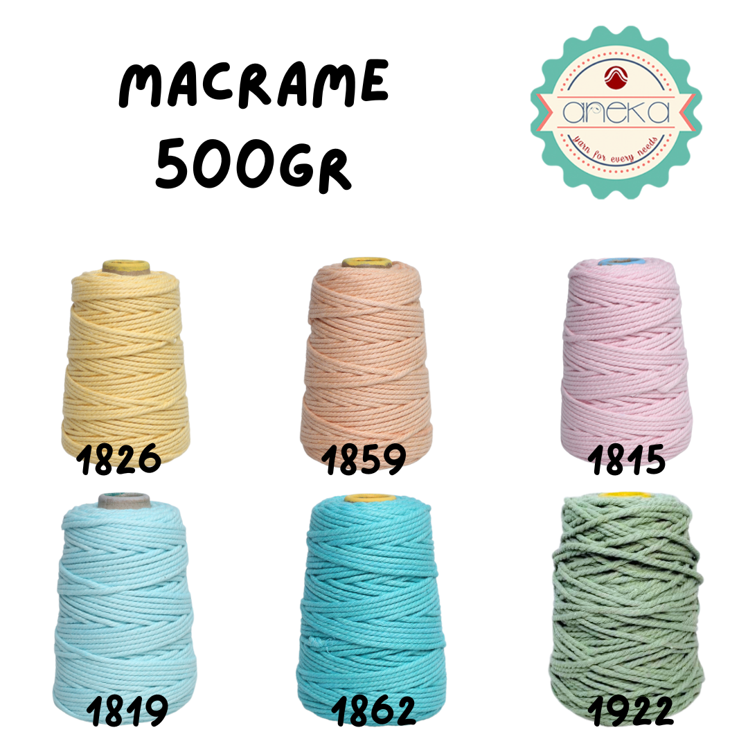 KATALOG - Benang Tali katun / tali macrame makrame warna warni 500 gr / 4mm