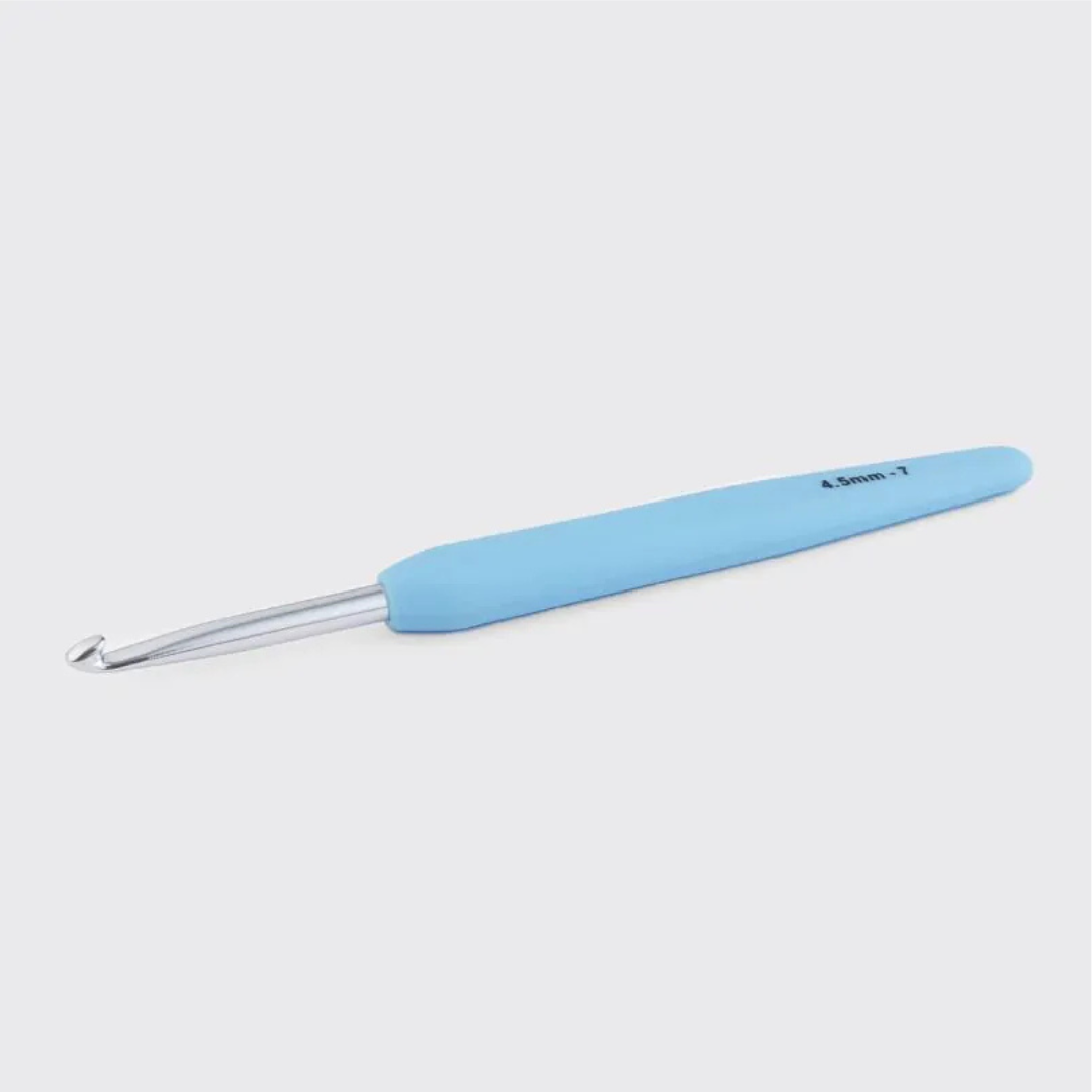 KnitPro - Hakpen (Knitting Tool / Needle) Aluminum Crochet Silver Hooks Waves With Colorful Soft Feel Handle - Single Ended