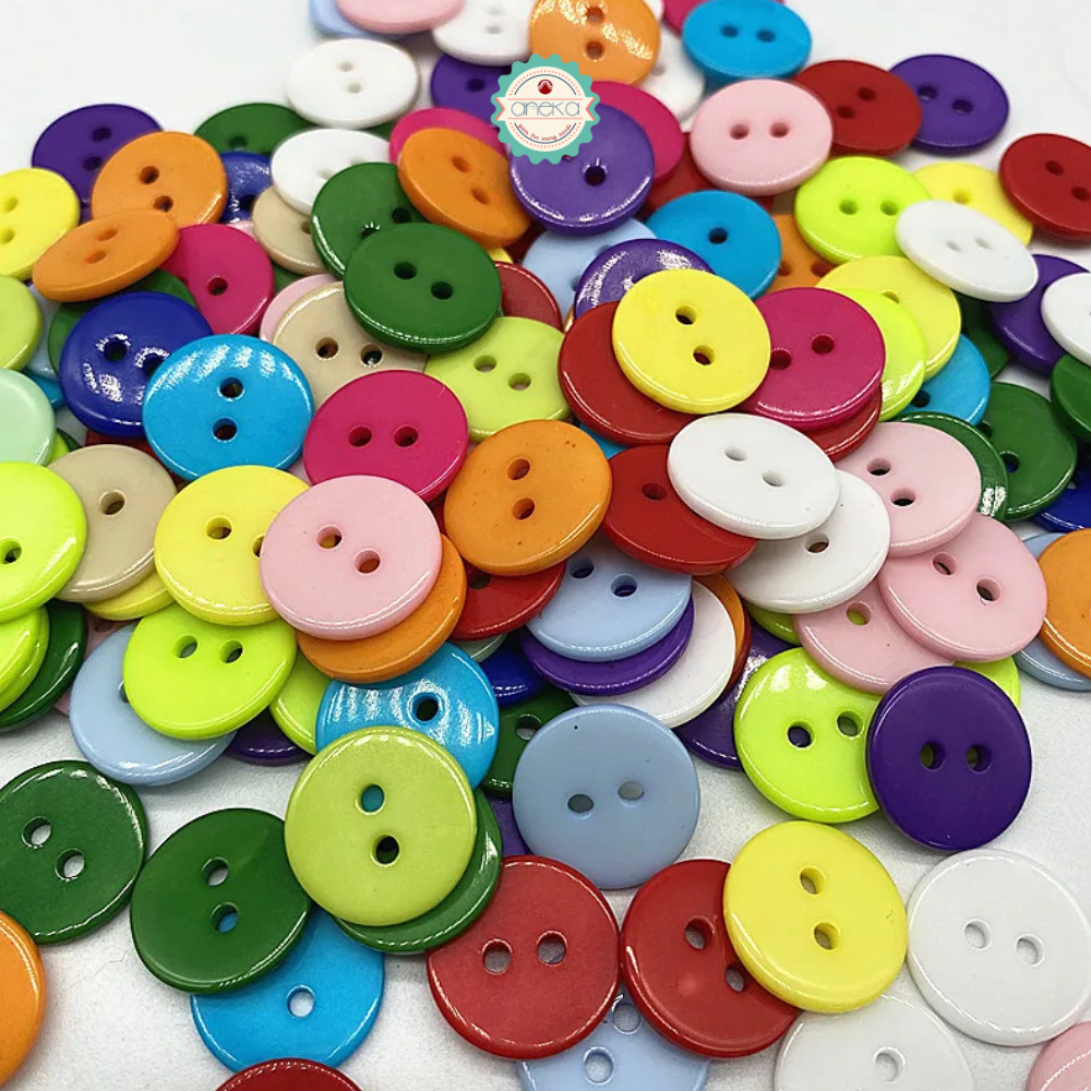 ANEKA - [5pcs] Kancing Jahit Resin Bulat