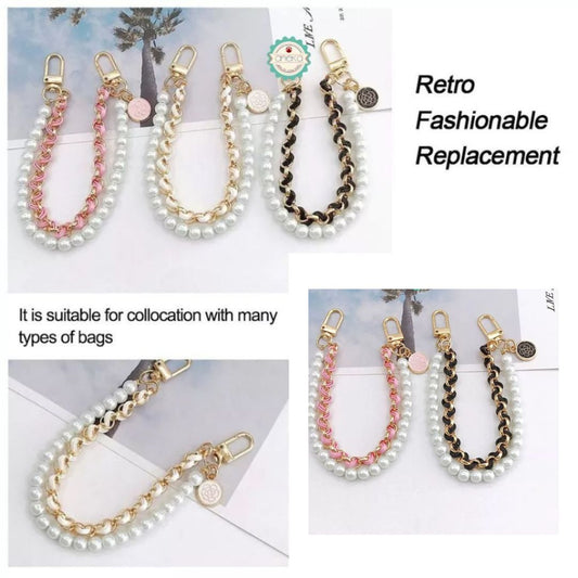 ANEKA -  Tali Gantungan Mutiara Aksesoris Tas HP / Iron Leather Pearl Chain 26cm Accesories