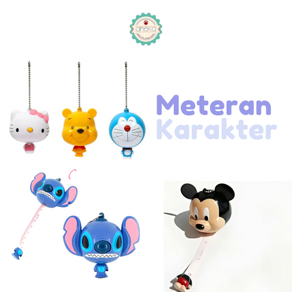 KATALOG - Meteran Gantungan Kunci Karakter Hello Kitty / Winnie The Pooh / Doraemon / Measure Tape