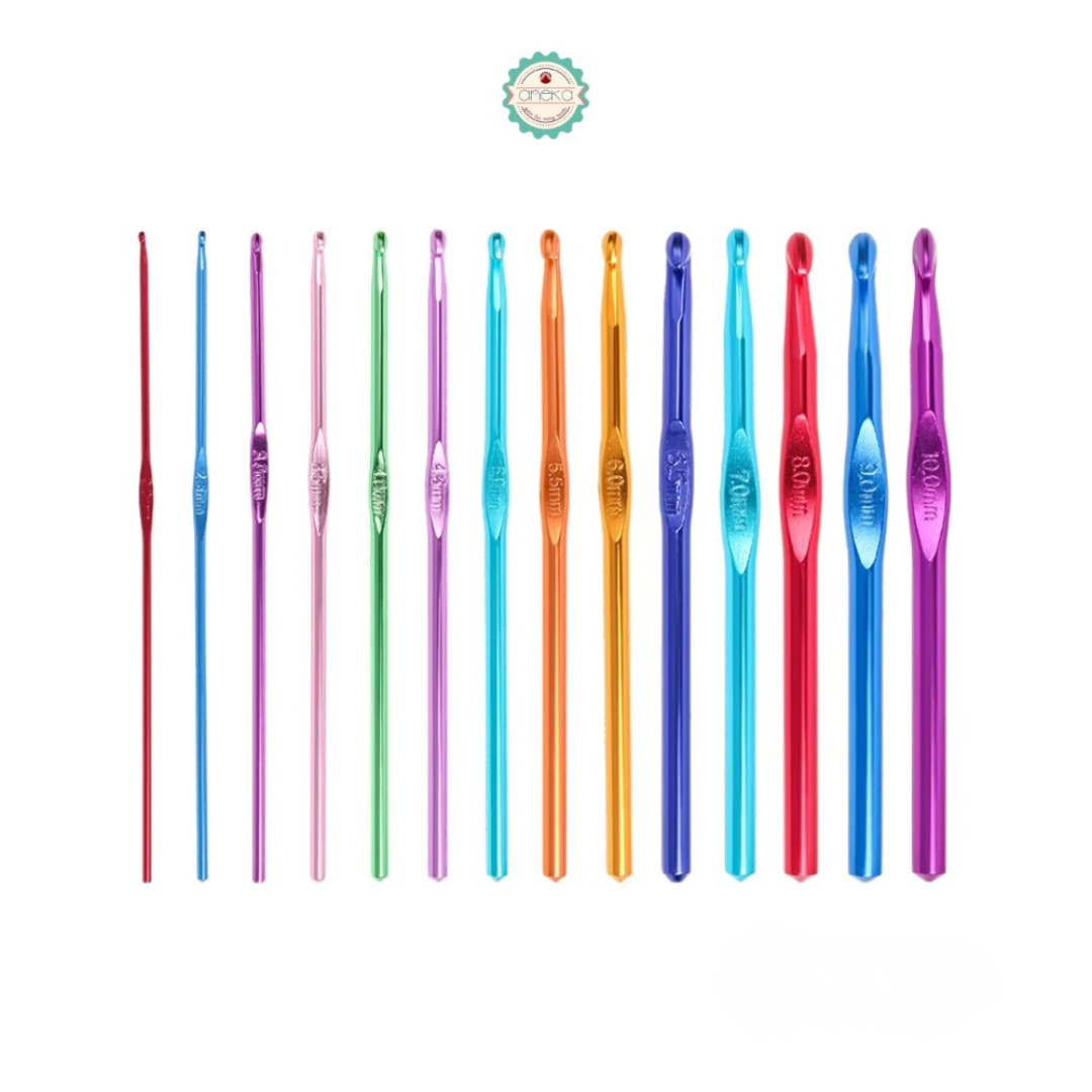 ANEKA - Hakpen (Jarum Rajut) Alumunium / Multicolor Crochet Hooks - SET