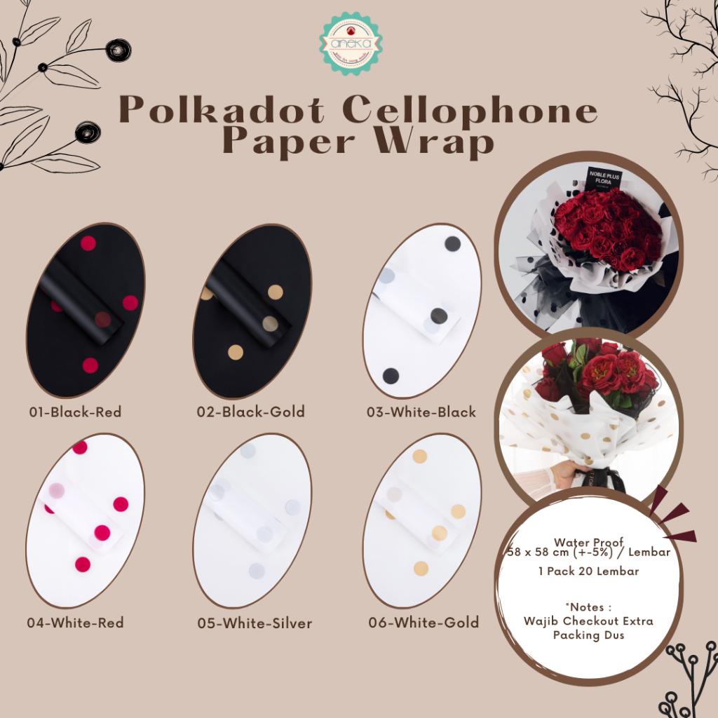 AnekaBenang - [ PACK ] Kertas Cellophane Buket Bunga [Polkadot] Flower Bouquet Wrapping Paper Celophane