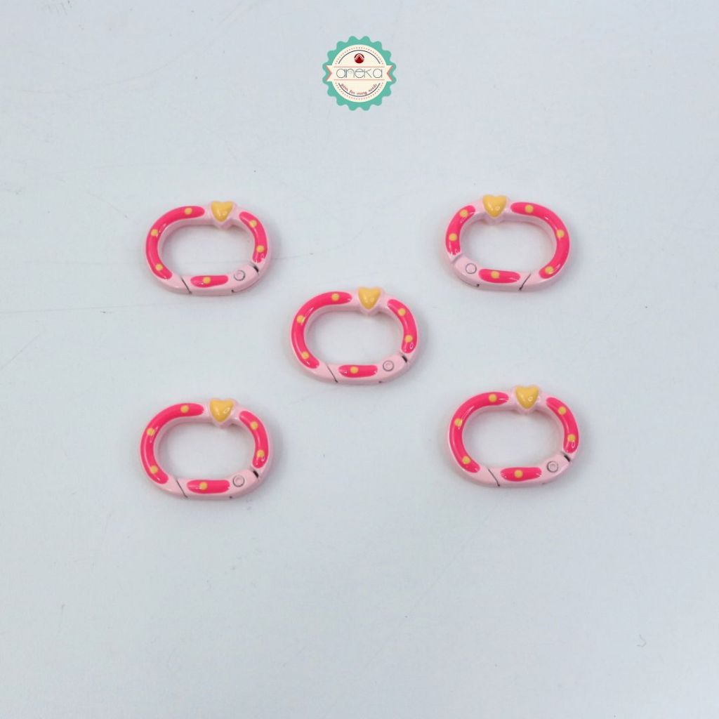 ANEKA - [5PCS] Kait Carabiner Oval Motif Polkadot Warna / Oval Ring Clasp Spring Gate Keychain Premium