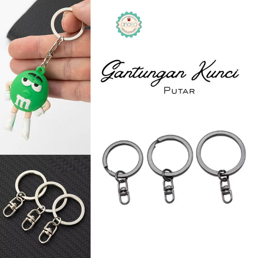 ANEKA - [5PCS] Gantungan Kunci Putar / Flat Wire Keyring Keychain With Rotatable