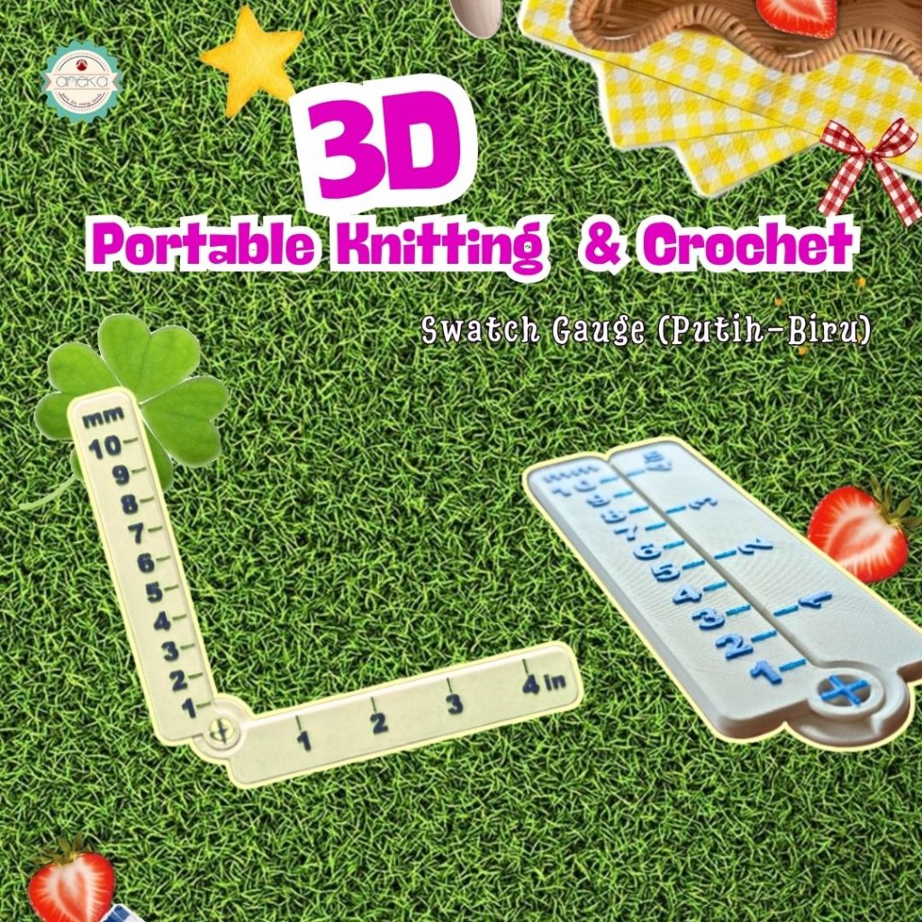 ANEKA - 3D Print Penggaris Rajut Knitting / Portable Swatch Gauge