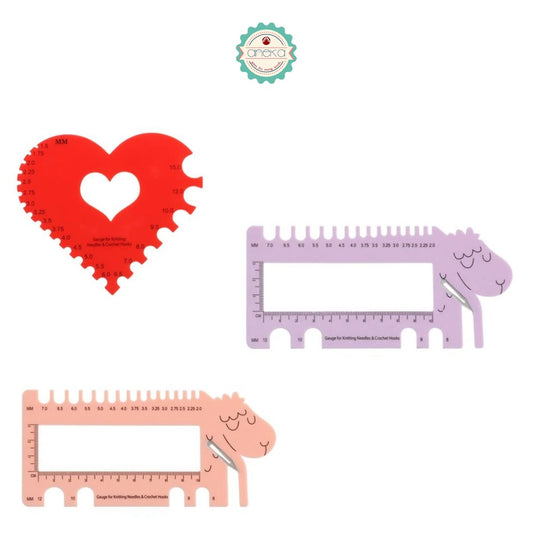 Knitting Gauge Ruler Plastic Needle Characters / ANK Penggaris Plastik Rajut Bentuk Karakter