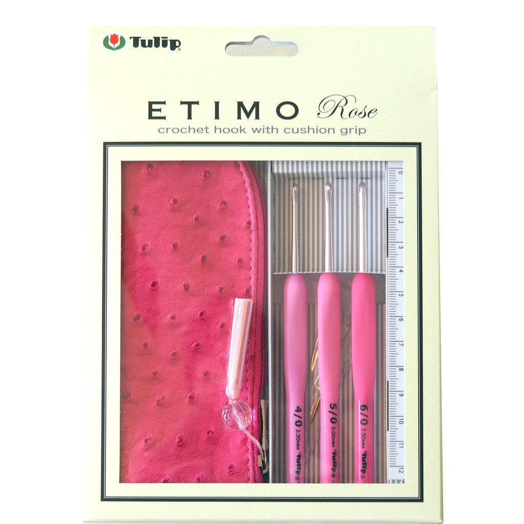 Hakpen (Alat/Jarum Rajut) Tulip ETIMO Pink - Silver / ETIMO Rose Crochet Hooks - SET isi 3 pc
