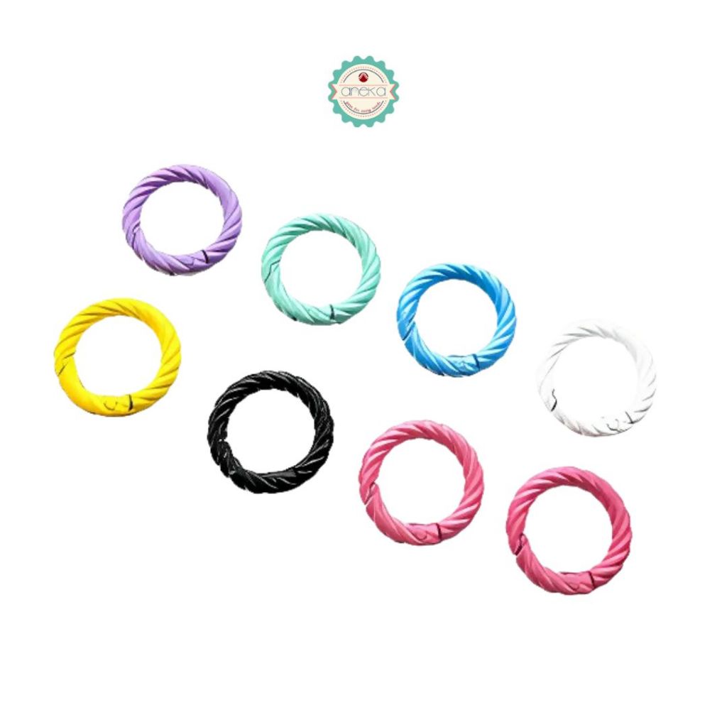 ANEKA - [5PCS] O Ring Pengait Buka Tutup Gerigi Bulat Warna / Kait Premium