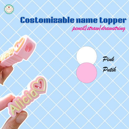 ANEKA - 3D Print Customizable Name Topper for Pecil / Straw / Drawsting Accessories / Aksesoris Pensil