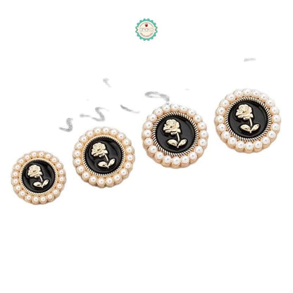 ANEKA - [5PCS] Kancing Baju Motif Bunga Mawar Mutiara Mewah / Button Rose Flower Pattern Premium