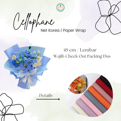 AnekaBenang - [ Roll ] Kertas Cellophane Buket Bunga [ Net Korea ] Flower Wrapping Paper Celophane