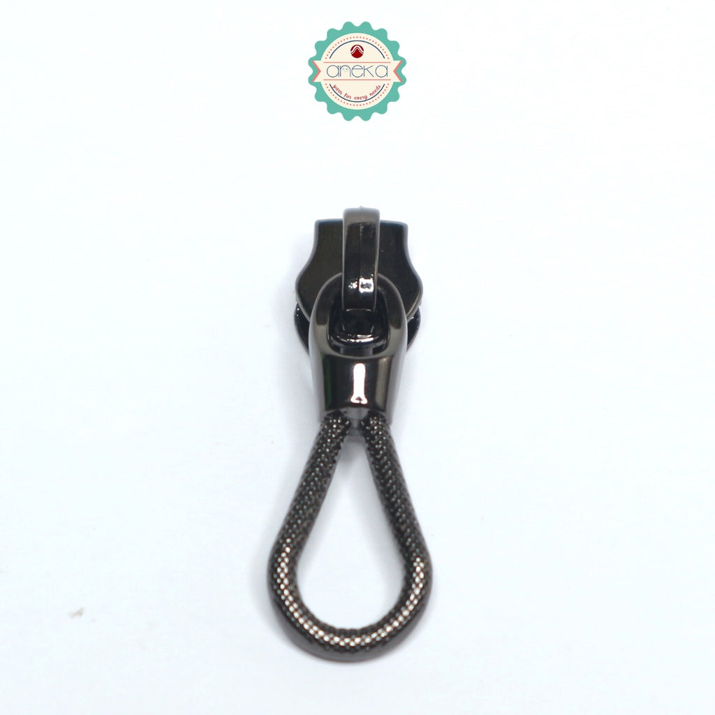 ANEKA - [2PCS] Kepala Resleting Hitam / Silver / Emas