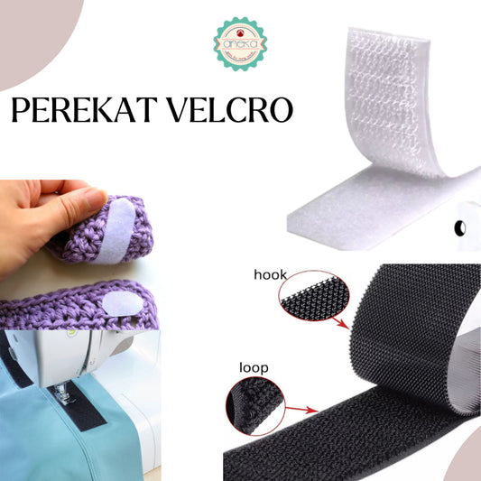 KATALOG - [1 METER] Perekat Velcro Hook and Loop / Perepet / Magic Tape Sticky Strips Reusable Fastener Roll Strips Sewing