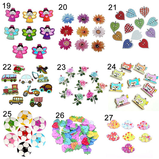 Wooden Buttons Colorful Series 2 - PCS