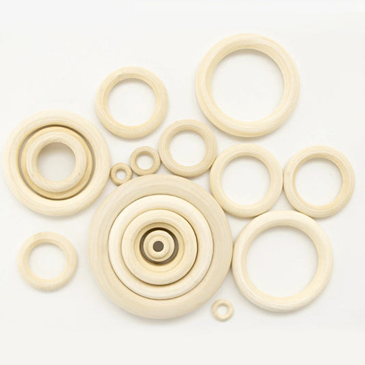 ANEKA - [5PCS] Wooden ring kayu bulat O warna natural/Asli
