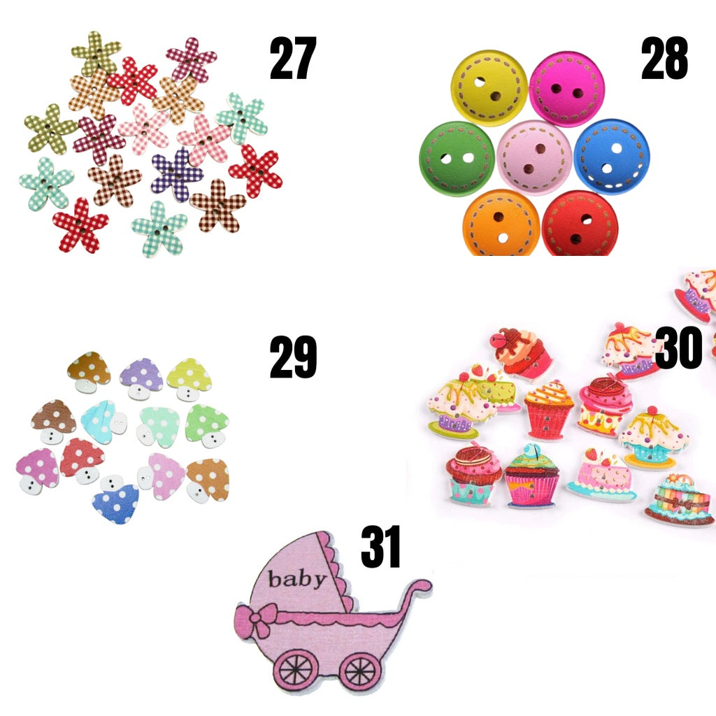 Colorful Series Wooden Buttons - PCS