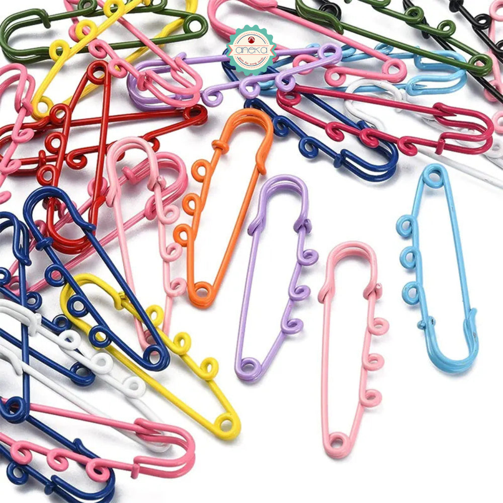 KATALOG - [5PCS] Peniti Kait Warna / Metal Large Safety Pin Brooch Blank Base / Holes Fasteners for DIY Craft Jewelry Making Supplies