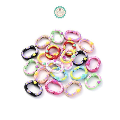 ANEKA - [5PCS] Kait Carabiner Oval Motif Polkadot Warna / Oval Ring Clasp Spring Gate Keychain Premium