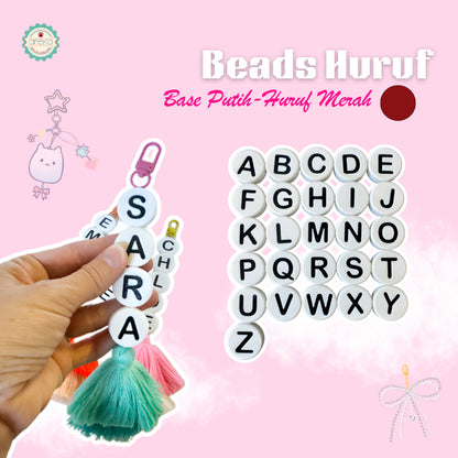 KATALOG - [PCS] 3D Print Beads Charm Manik Huruf Besar / Jumbo Size for Keychain DIY