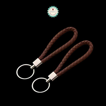 ANEKA - [2PCS] Gantungan Kunci HP Anyaman Kulit PU / Leather Braided Woven Rope Keychain DIY Bag Pendant Premium