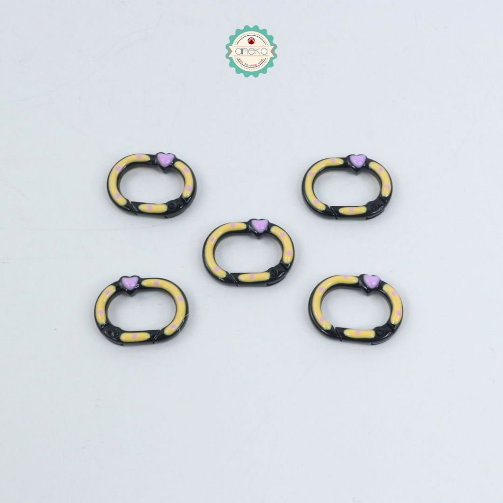 ANEKA - [5PCS] Kait Carabiner Oval Motif Polkadot Warna / Oval Ring Clasp Spring Gate Keychain Premium