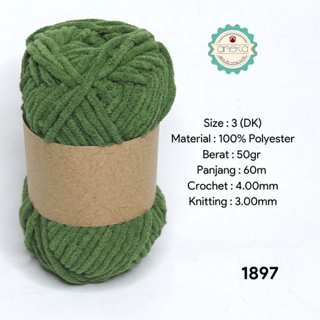 KATALOG - [GRADE B] Benang Rajut Mini Chenille / Crochet Knitting Yarn