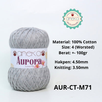 KATALOG - Benang Rajut Knitting Aurora Katun / Single Color Loose Ply Crochet Yarn