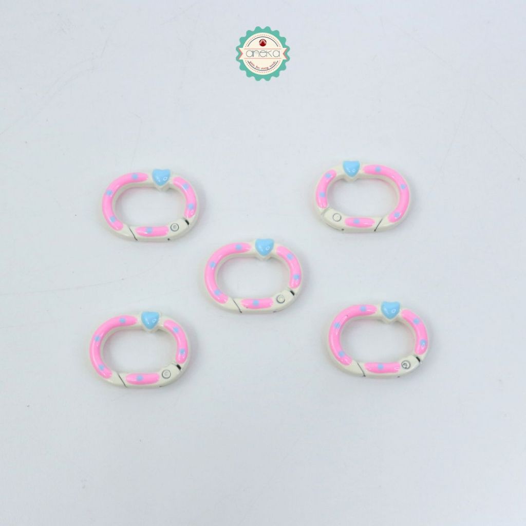 ANEKA - [5PCS] Kait Carabiner Oval Motif Polkadot Warna / Oval Ring Clasp Spring Gate Keychain Premium