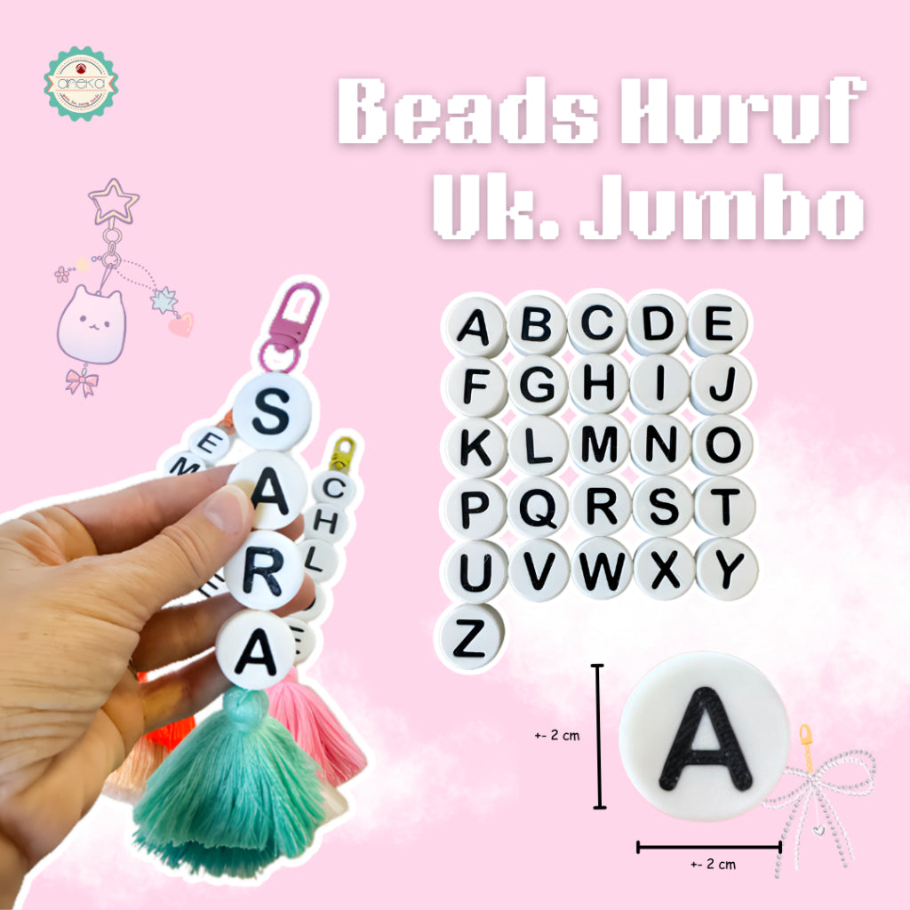 KATALOG - [PCS] 3D Print Beads Charm Manik Huruf Besar / Jumbo Size for Keychain DIY