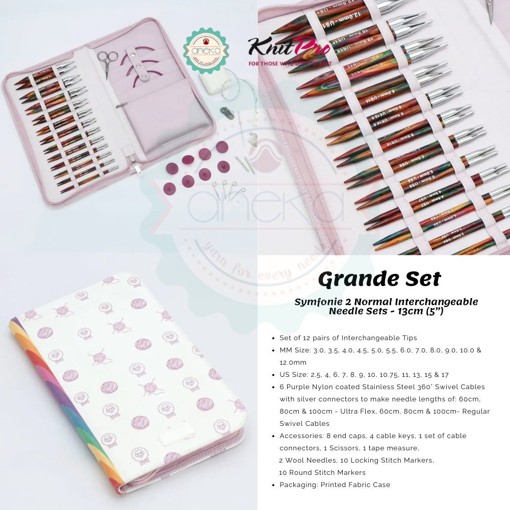 KNITPRO - Symfonie 2 Normal Interchangeable Needle Sets - 13cm (5”) / Alat Rajut Knitting