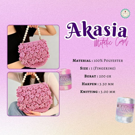 KATALOG - Benang Rajut Akasia Metalic Cord / Metalik / Crochet Knitting Yarn